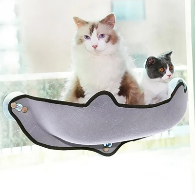 Гамак-лежанка подвесная для кошек на окно (на присосках) IZZI серая-3